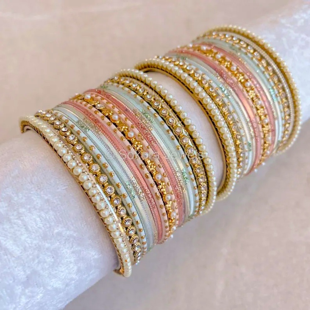 Small Pink Posy Bangle set Size 2.6